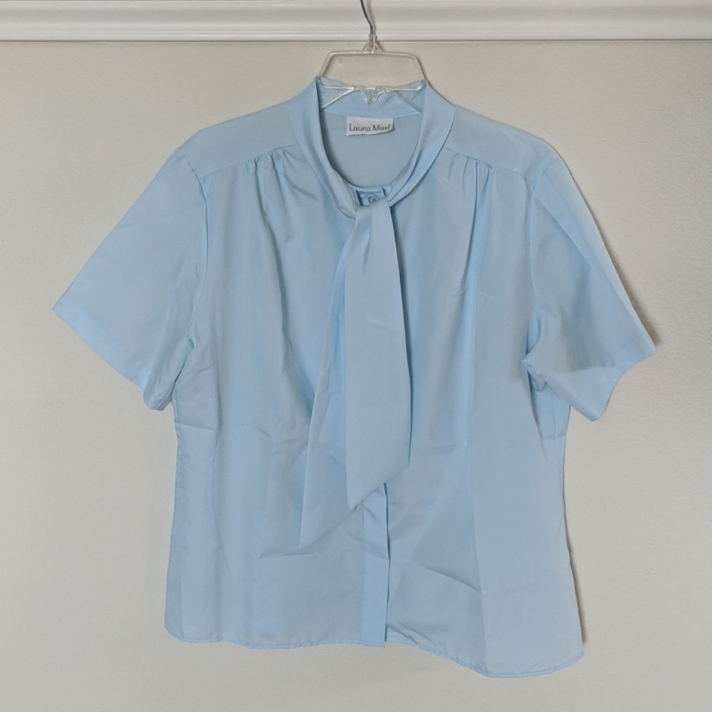 Vintage Laura Mae 80's Blouse Blue Bow